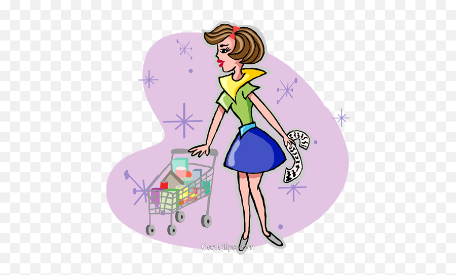 Woman Grocery Shopping Royalty Free Vector Clip Art - For Women Emoji,Grocery Clipart