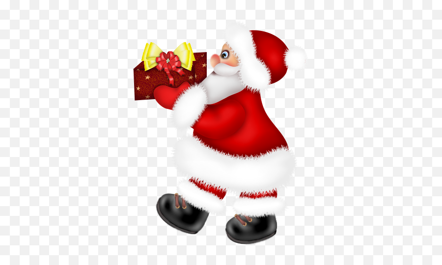 Santa Claus With Red Present Clipart 0 Image 13862 - Santa With Present Png Emoji,Santa Claus Clipart