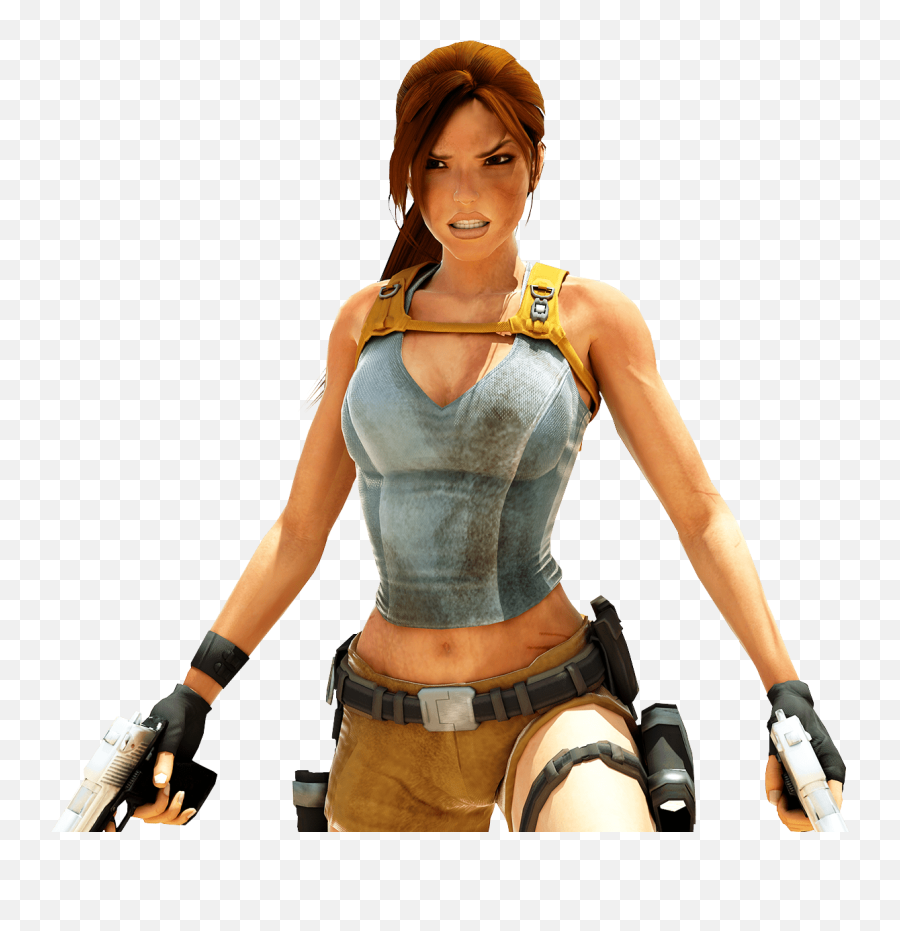 Lara Croft Two Guns Transparent Png Emoji,Holding Gun Transparent