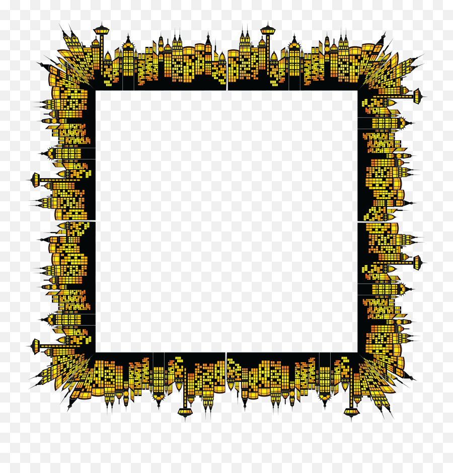 Free Clipart Of A Square Frame Of Glowing City Buildings Emoji,City Buildings Clipart