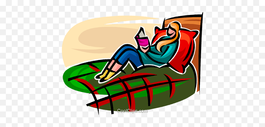 Girl In Her Bedroom Reading Royalty Free Vector Clip Art - Water Sport Emoji,Bedroom Clipart