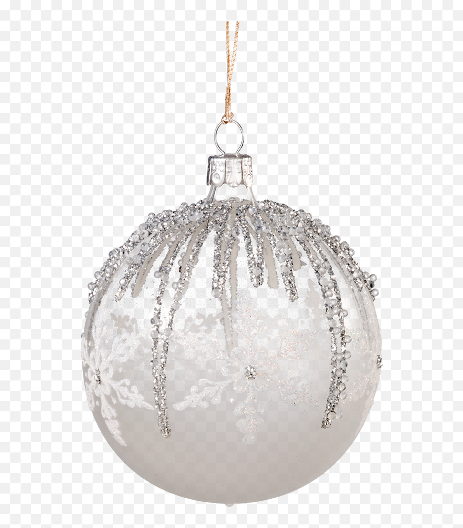 Glass Ornament Clearwhite - Glass Christmas Ball Png Full Emoji,Ornament Transparent