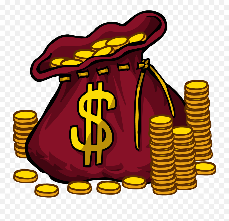 Coins Clipart Animated - Club Penguin Coin Bag Hd Png Cartoon Money Bag Hd Emoji,Money Bags Png