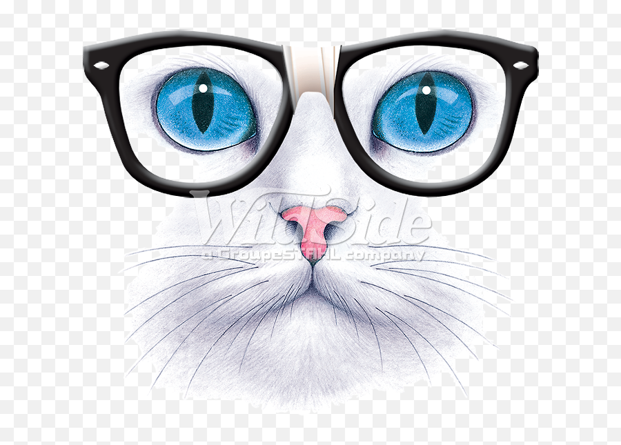 Download Hd Blue Eyed Cat With Nerd Glasses - Cat With Emoji,Nerd Emoji Png