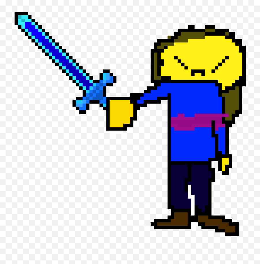 Frisk Has A Sword From Minecraft - Minecraft Clipart Full Frisk Minecraft Pixel Art Emoji,Minecraft Clipart