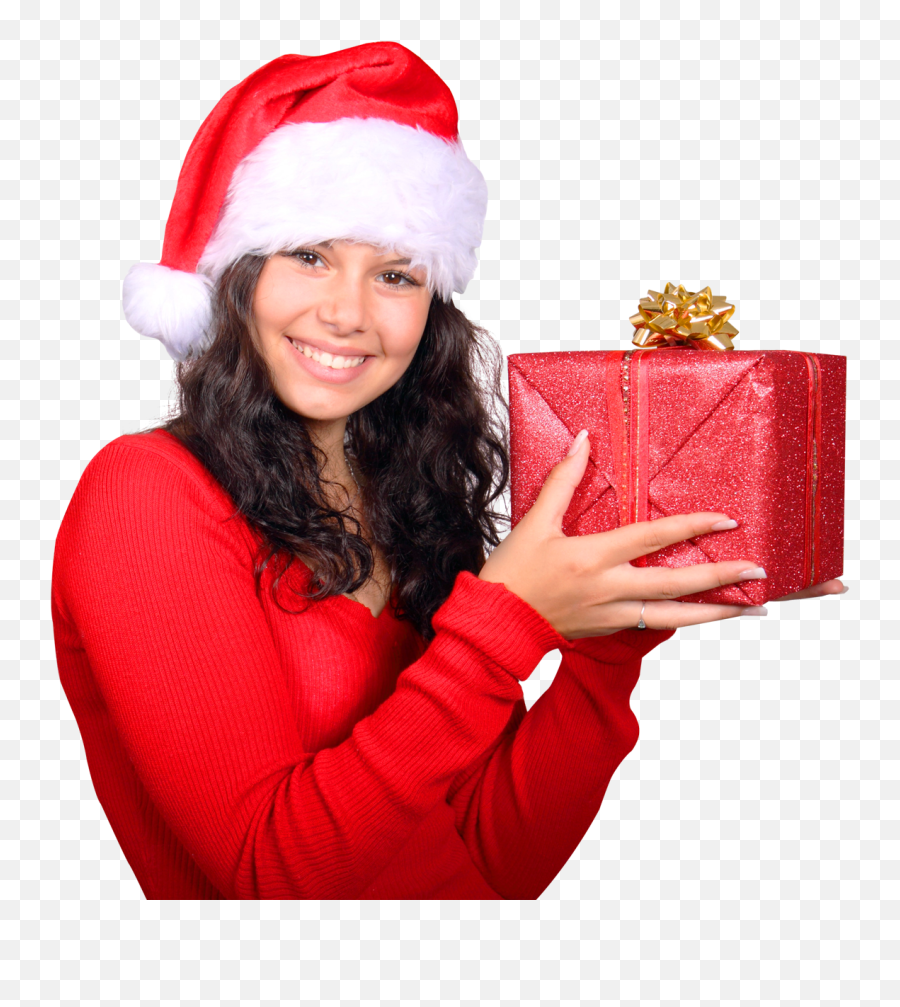 Girl Wearing Red Santa Claus Hat Png Image - Pngpix Emoji,Santas Hat Png