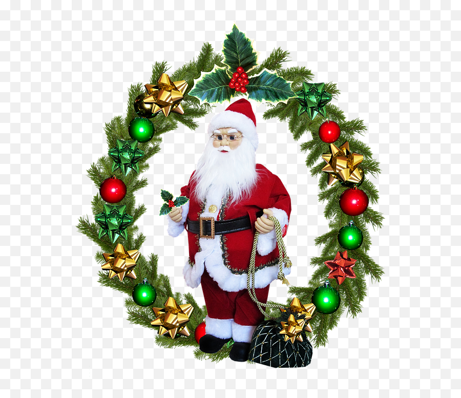 Christmas Wreath Santa - Free Photo On Pixabay Emoji,Christmas Reef Clipart