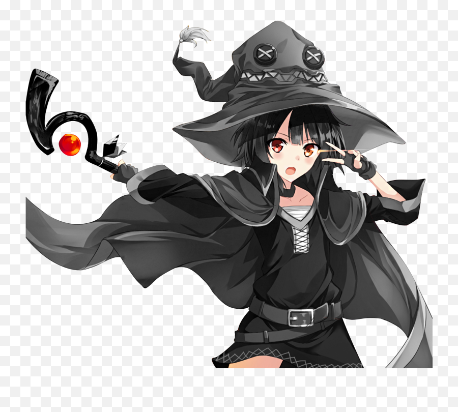 Megumin With A Black Themed Outfit - Megumin Render Emoji,Megumin Png