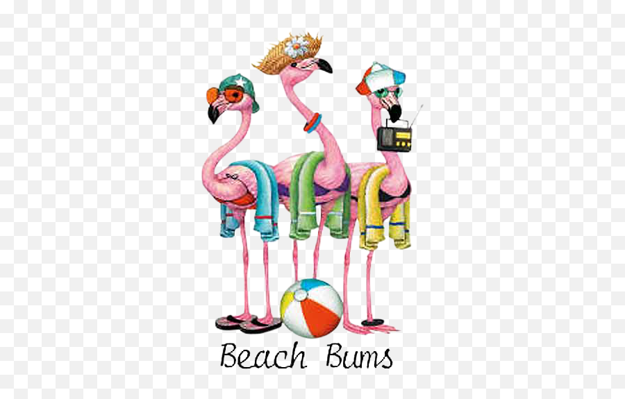 Flamingo T - Shirt Beach Bums Flamingo Painting Funny Cartoon Flamingo On Beach Emoji,Flamingo Clipart