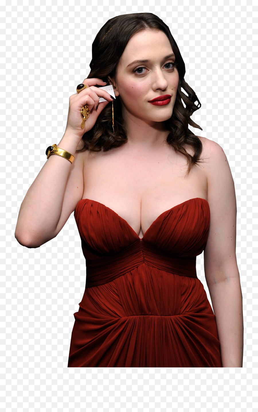 Red Dress Red Lipstick Looking - Kat Dennings Emoji,Transparent Dress