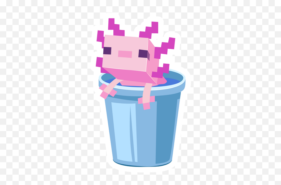 Minecraft Axolotl In Bucket Sticker - Sticker Mania Minecraft Axolotl In A Bucket Emoji,Minecraft Png