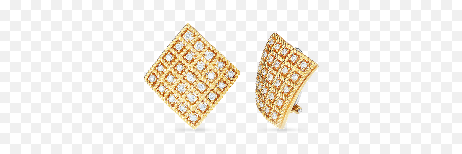 Roberto Coin 18kt Gold Square Earrings With Diamonds - Crown Emoji,Gold Dots Png