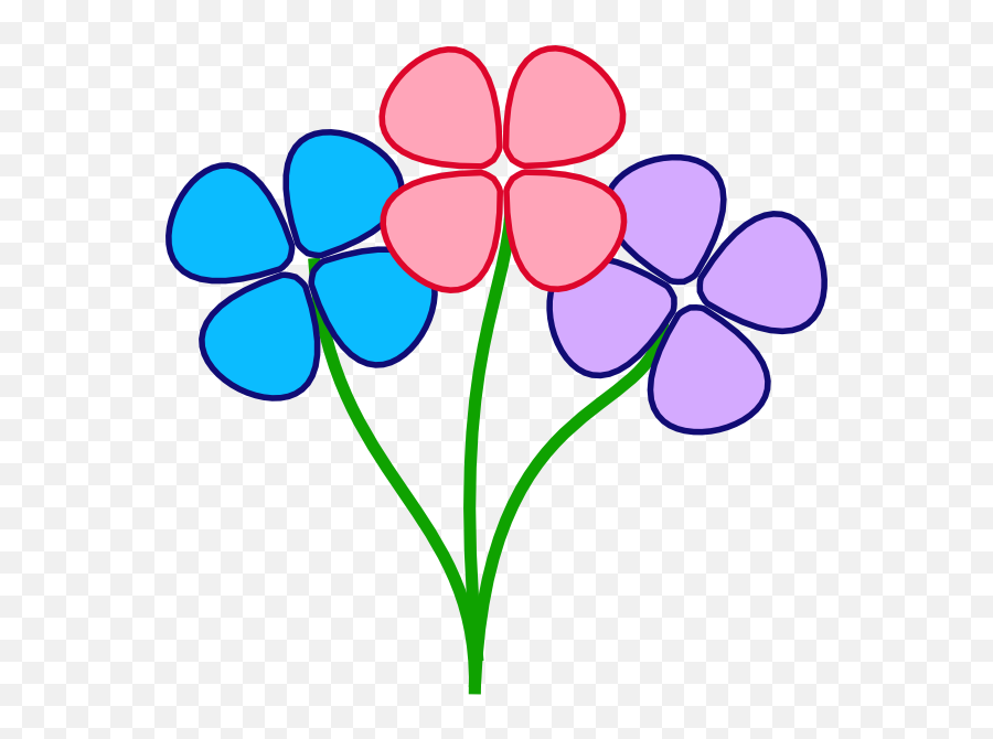 Three Pretty Flowers Clip Art - Clipart Flowers 3 Flowers Clipart Png Emoji,Spring Flowers Clipart