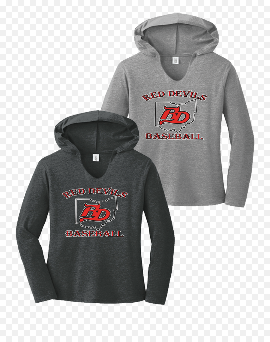 Red Devils Baseball Ladies Perfect Tri Long Sleeve Hoodie F189 Emoji,Red Devils Logo