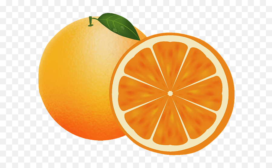 Orange Whole And Slice Clipart - Orange Fruit Clip Art Emoji,Orange Clipart
