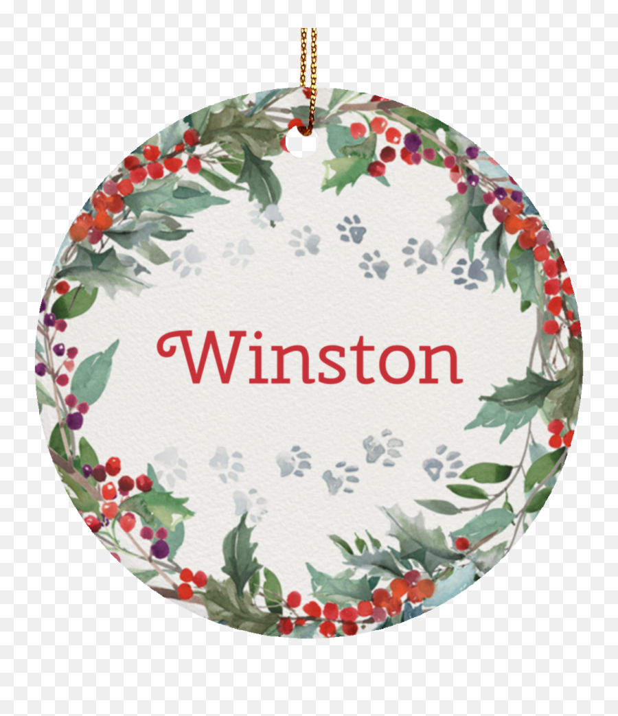 Holiday Watercolor Wreath Personalized - Christmas Circle Ornament Emoji,Watercolor Wreath Png