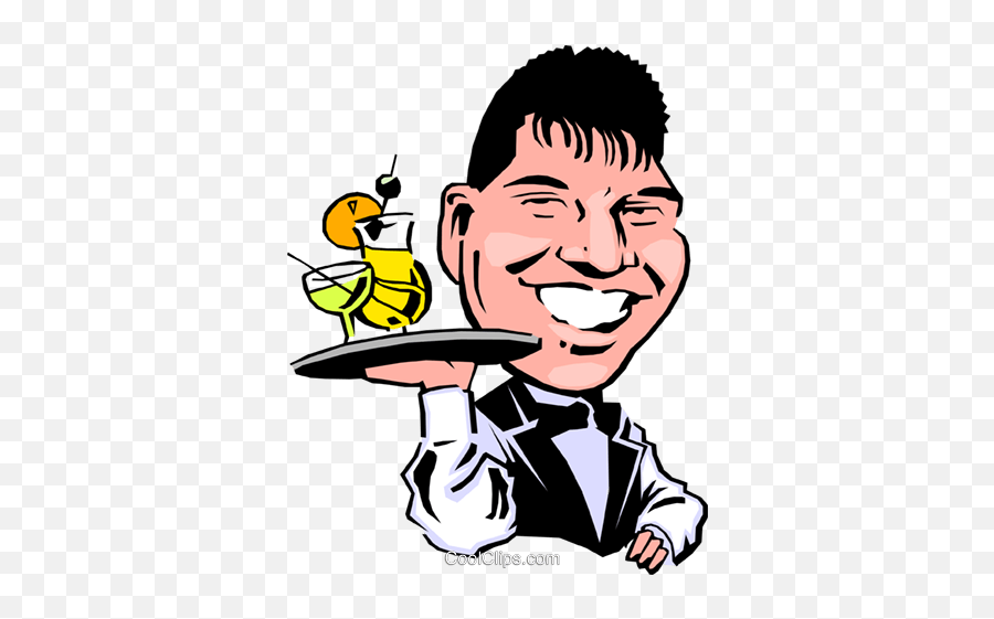Cartoon Waiter Royalty Free Vector Clip - Garçom Png Desenho Emoji,Waiter Clipart