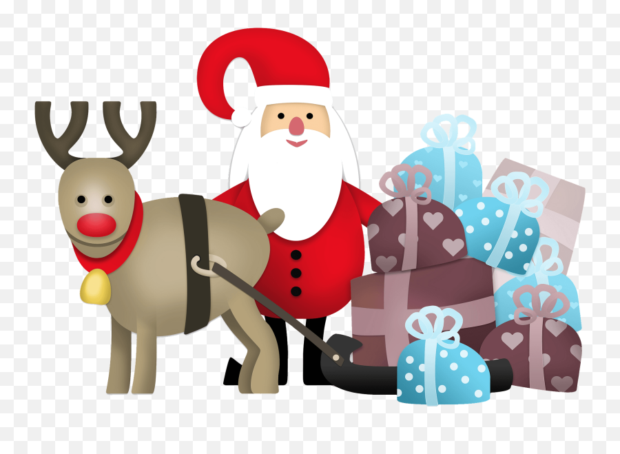 Santa Claus And Christmas Reindeer Clipart Free Download - Rudolf Het Leuke Rendier Emoji,Christmas Reindeer Clipart