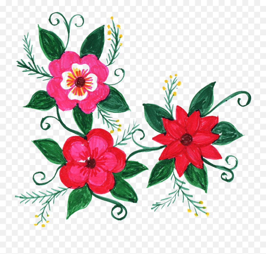 Flower Size - Ribbon Flower Corner Design 1260x1152 Png Emoji,Flower Corner Clipart
