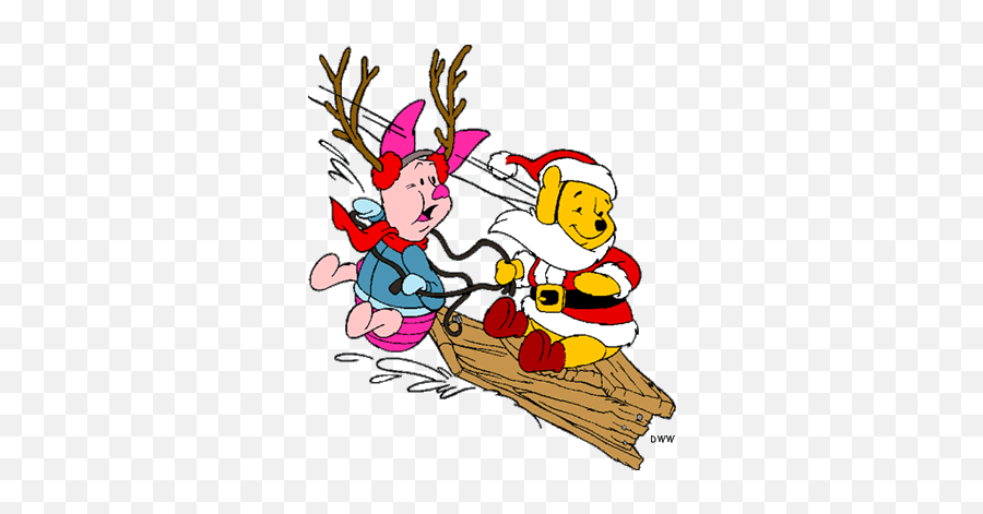 Christmas Sledding Pooh And Piglet Winnie The Pooh - Winnie The Pooh Sledding Emoji,Sledding Clipart