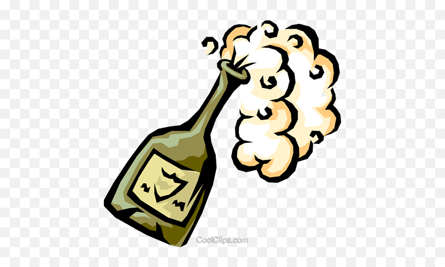 Champagne Bottle Popping Royalty Free Vector Clip Art - Sektflasche Clipart Transparent Emoji,Champagne Clipart