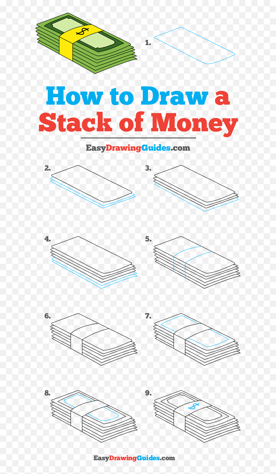 How To Draw A Stack Of Money - Really Easy Drawing Tutorial Dot Emoji,Pile Of Money Png