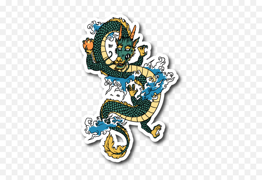 Japanese Dragon Vinyl Sticker - Japanese Dragon Emoji,Japanese Dragon Png
