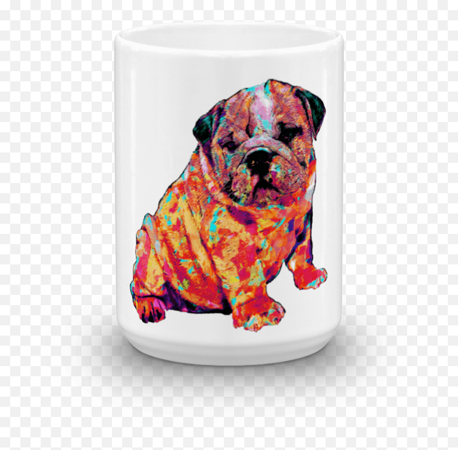 Download English Bulldog Puppy Colorful Painting 15oz Mug Emoji,English Bulldog Clipart