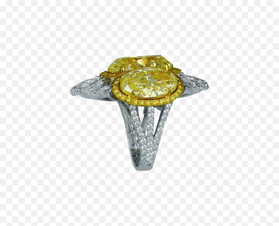 Yellow Diamond Cocktail Ring 16ct Oval Cut In White Gold Emoji,Fancy Shape Png