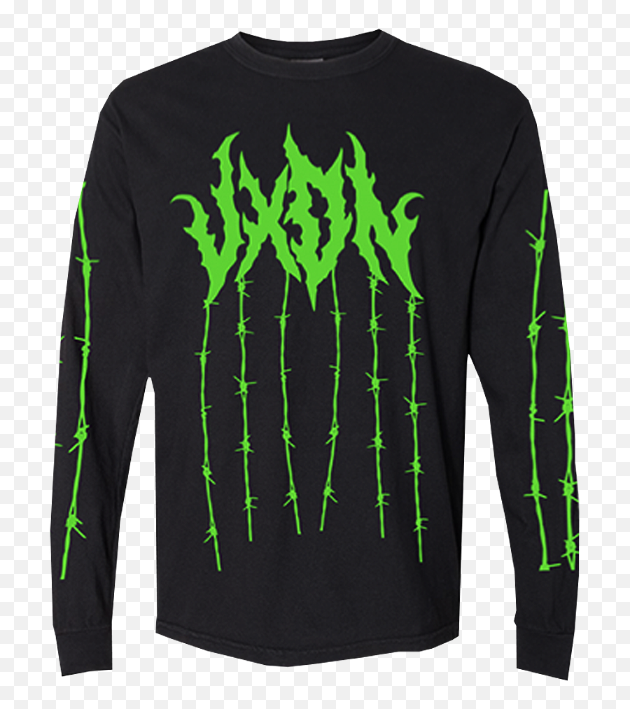 Jxdn - Black And Green Barbed Wire Long Sleeve Jxdn Us Long Sleeve Emoji,Barbed Wire Png