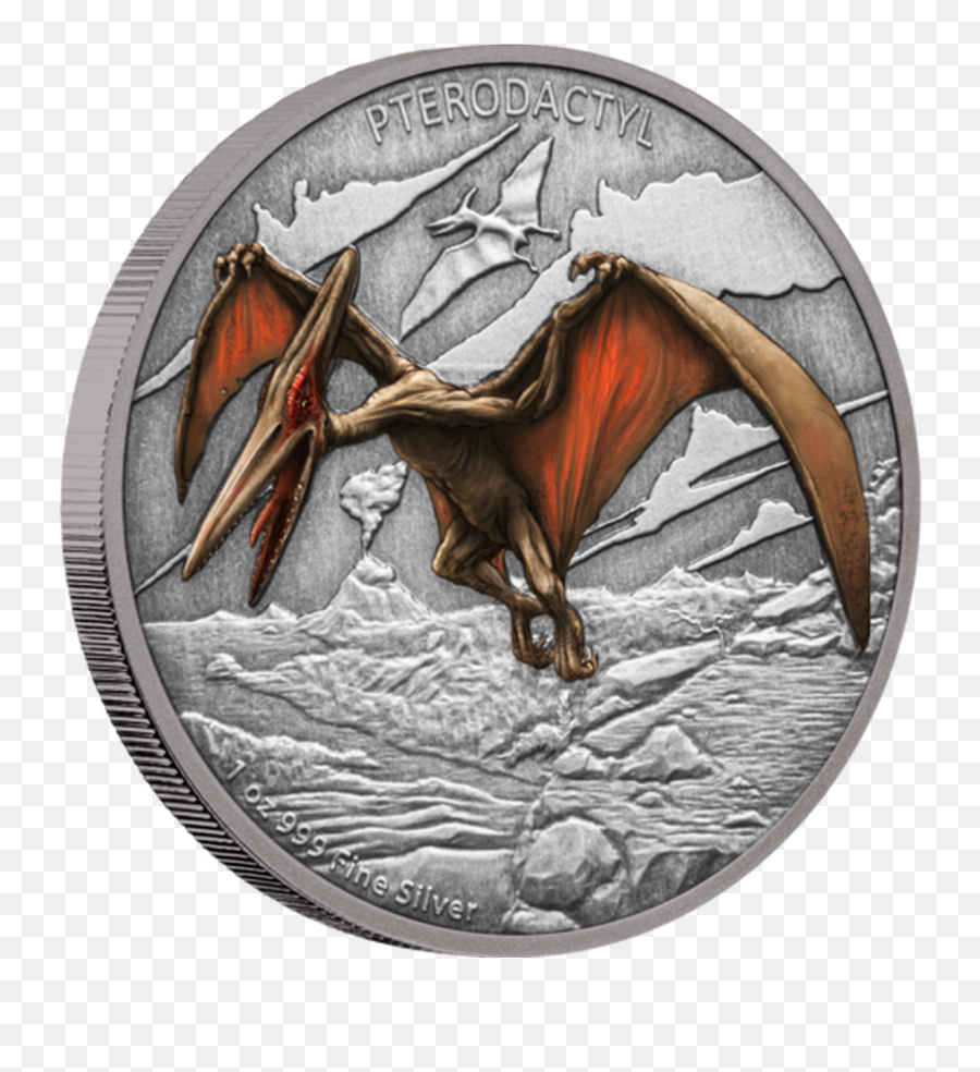 Pterodactyl Dinosaur 1 Oz Silver Proof - Dinosaurs Coins Niue Pterodactyl Emoji,Pterodactyl Png