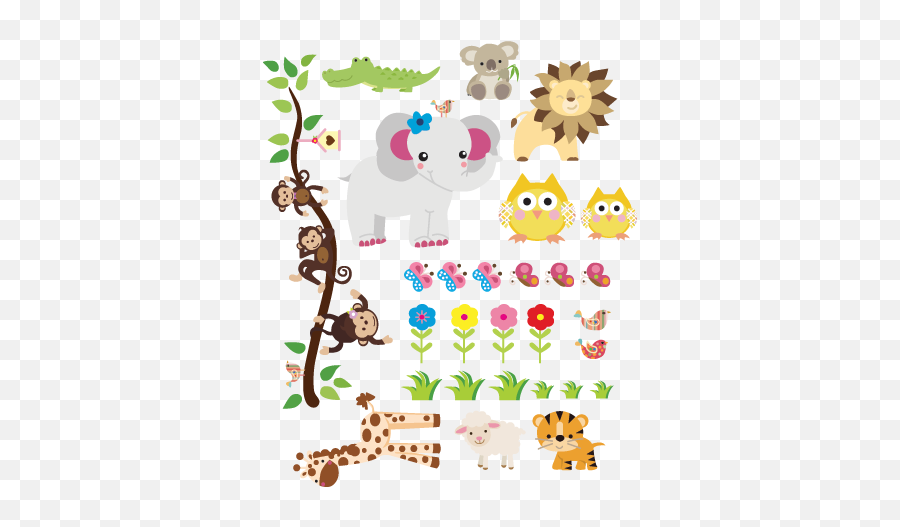 Kids Jungle Animal Wall Sticker - Tenstickers Emoji,Jungle Animal Clipart