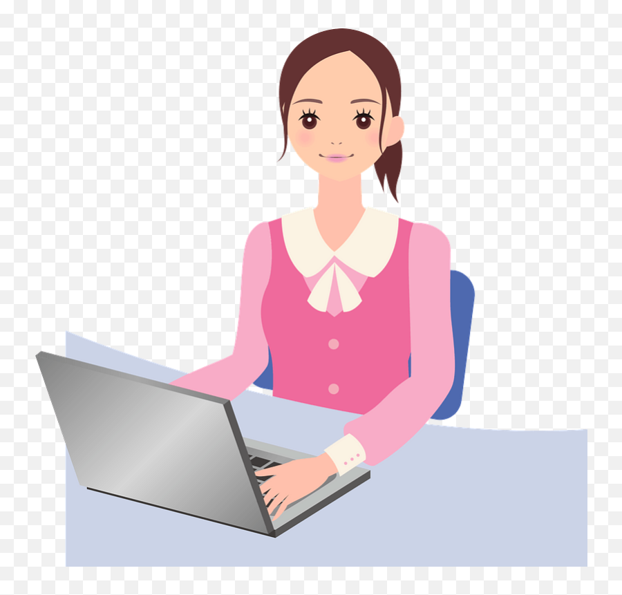 Business Woman Clipart Elements Working On Desktop With A Emoji,Woman Clipart Png