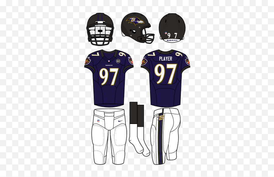 Baltimore Ravens Home Uniform - National Football League Sportslogos Net Baltimore Ravens Logo On Uniform Emoji,Ravens Logo