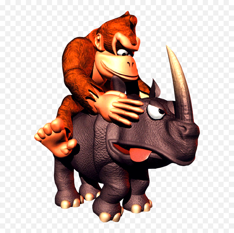 Donkey Kong And Rambi - Donkey Kong Rambi Clipart Full Donkey Kong Country Png Emoji,Donkey Kong Country Logo