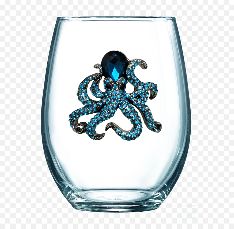 Octopus Jeweled Stemless Wine Glass - Octopus Wine Glasses Stemless Wine Glass Tumbler Emoji,Wine Glasses Png