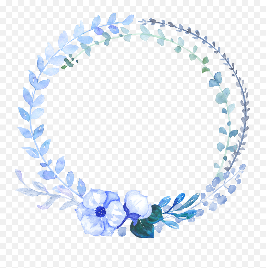 Watercolor Wreath Png - Transparent Background Blue Flower Wreath Png Emoji,Watercolor Wreath Png