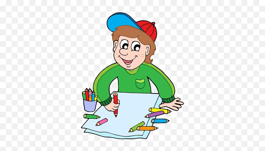 Gify Nena - Škola Str Boy With Crayons Clipart Boy Holding Crayons Clipart Emoji,Crayons Clipart