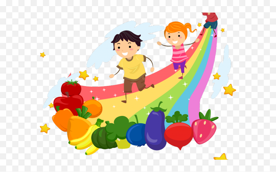Healthy Food Clipart Rainbow - Clip Art Of Rainbow With Clip Art Health For Kids Emoji,Food Clipart