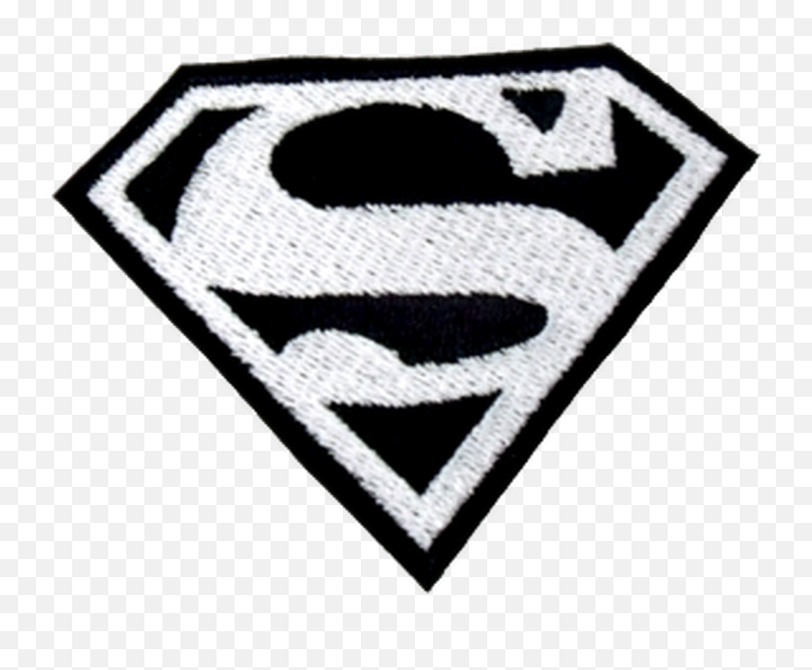 Black And White Superman Embroidered Patch - Superman Logo Emoji,Baseball Stitches Clipart
