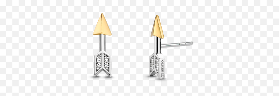 Ti Sento Two Tone Arrow Stud Earrings Emoji,Vintage Arrow Png