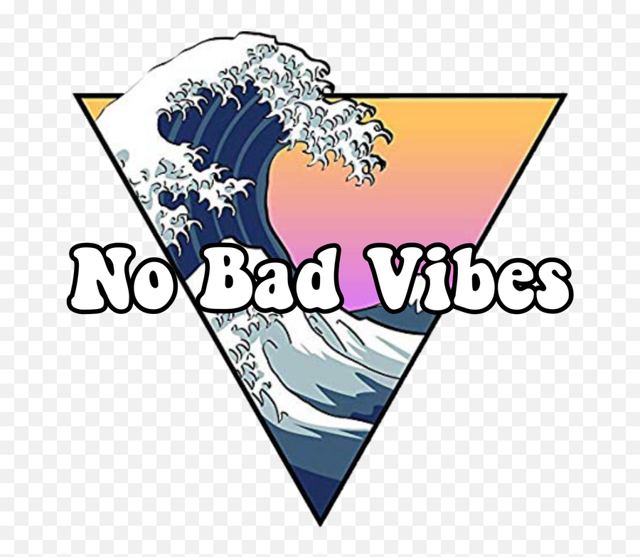 No Bad Vibes Art Print - Great Wave Off Kanagawa Oki Nami From The Series Views Of Mount Fuji Emoji,Vsco Logo