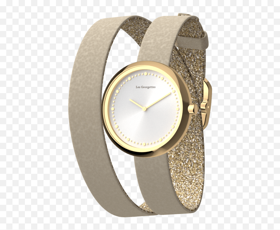 Cream Gold Glitter Wraparound Watch Gold Finishes - Watch Strap Emoji,Gold Glitter Png
