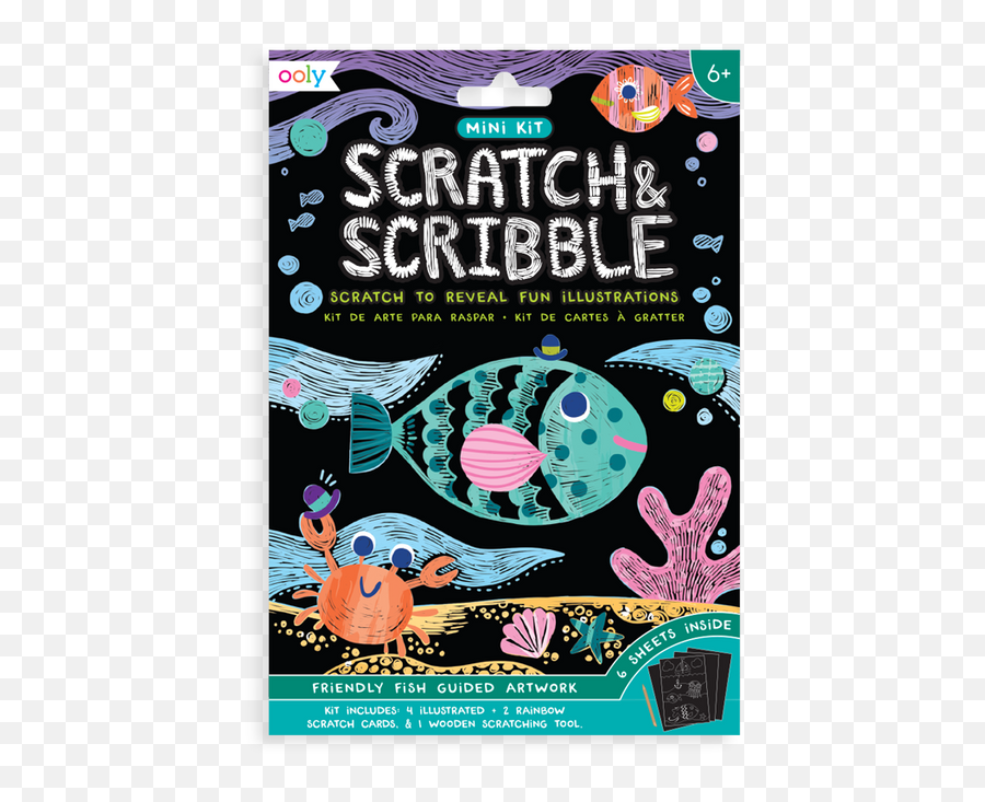 Friendly Fish Scratch And Scribble Mini Scratch Art Kit Emoji,Transparent Scribble