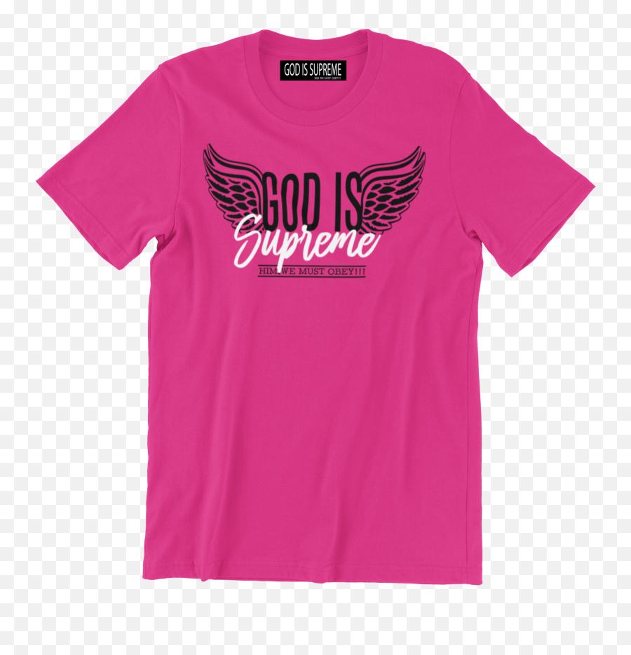 Fly High God Is Supreme Logo Hot Pink T - Shirt Emoji,Supreme Logo
