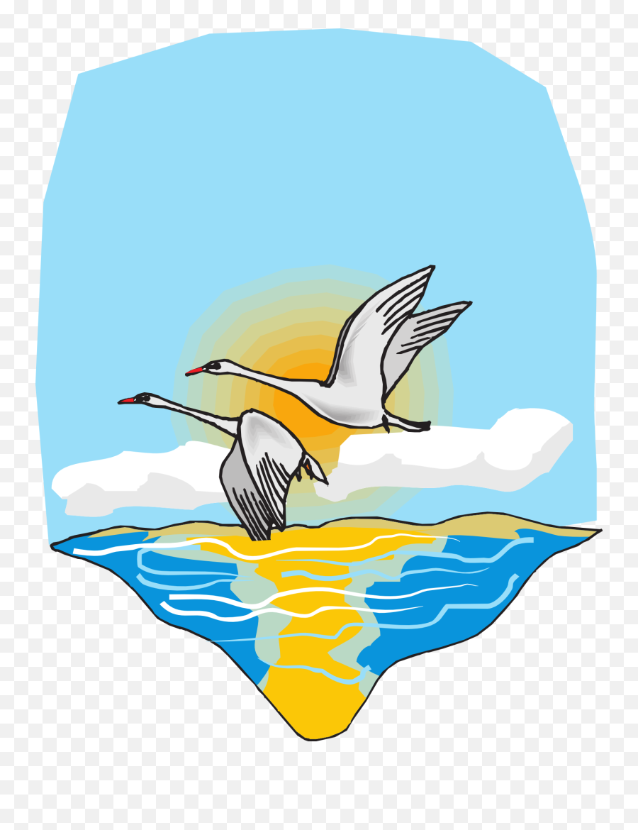 Geese Flying Over The Sea Clip Art At - His First Flight Emoji,Sea Clipart