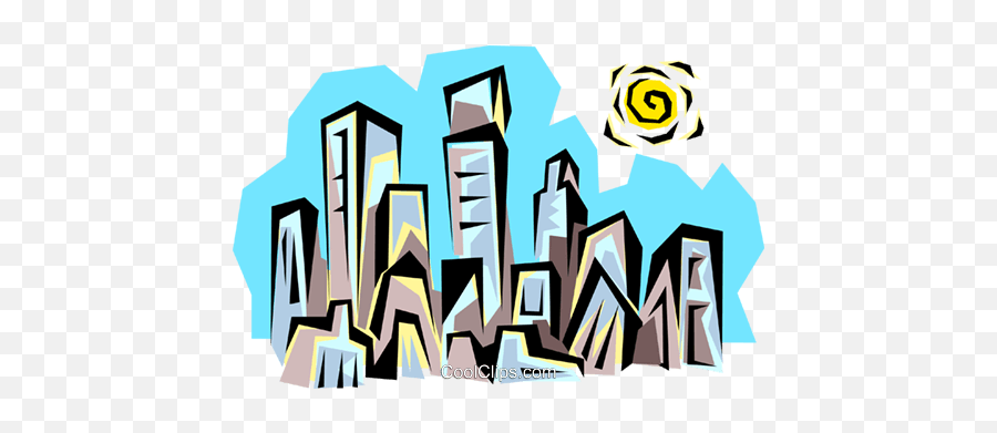City Skyline Royalty Free Vector Clip Art Illustration - Language Emoji,City Skyline Clipart
