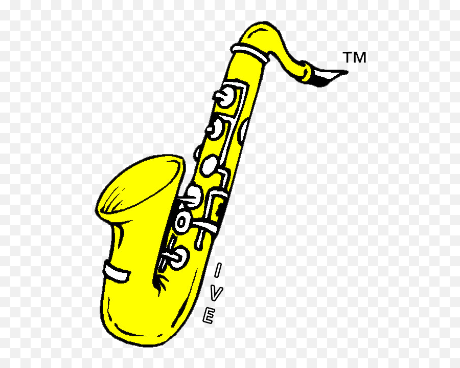 Drawing Of Band Instruments Clipart - Full Size Clipart Emoji,Saxophone Clipart Black And White