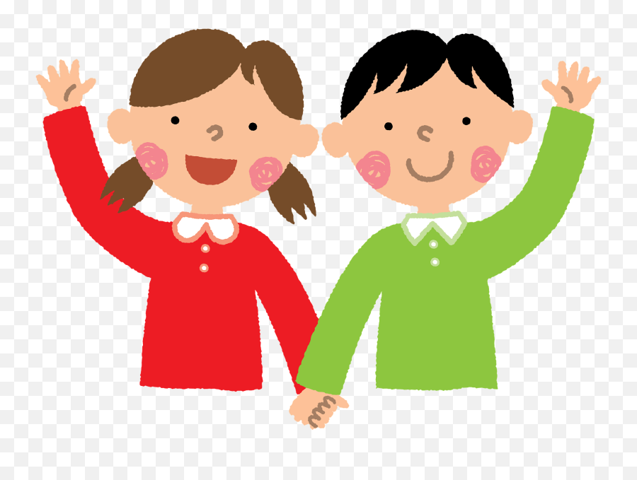 Boy And Girl Are Waving Clipart - Boy And Girl Clipart Emoji,Boy And Girl Clipart