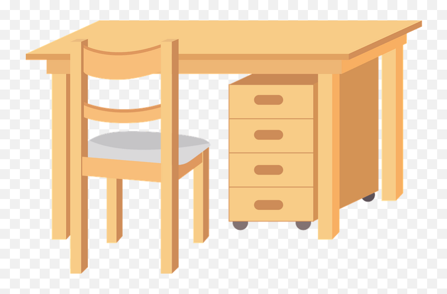 Desk And Chair Furniture Clipart - Desk And Chair Clipart Transparent Emoji,Desk Transparent